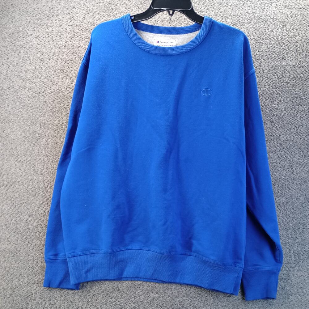 Champion Crewneck Sweatshirt Blue Embroidered Logo Men’s Large